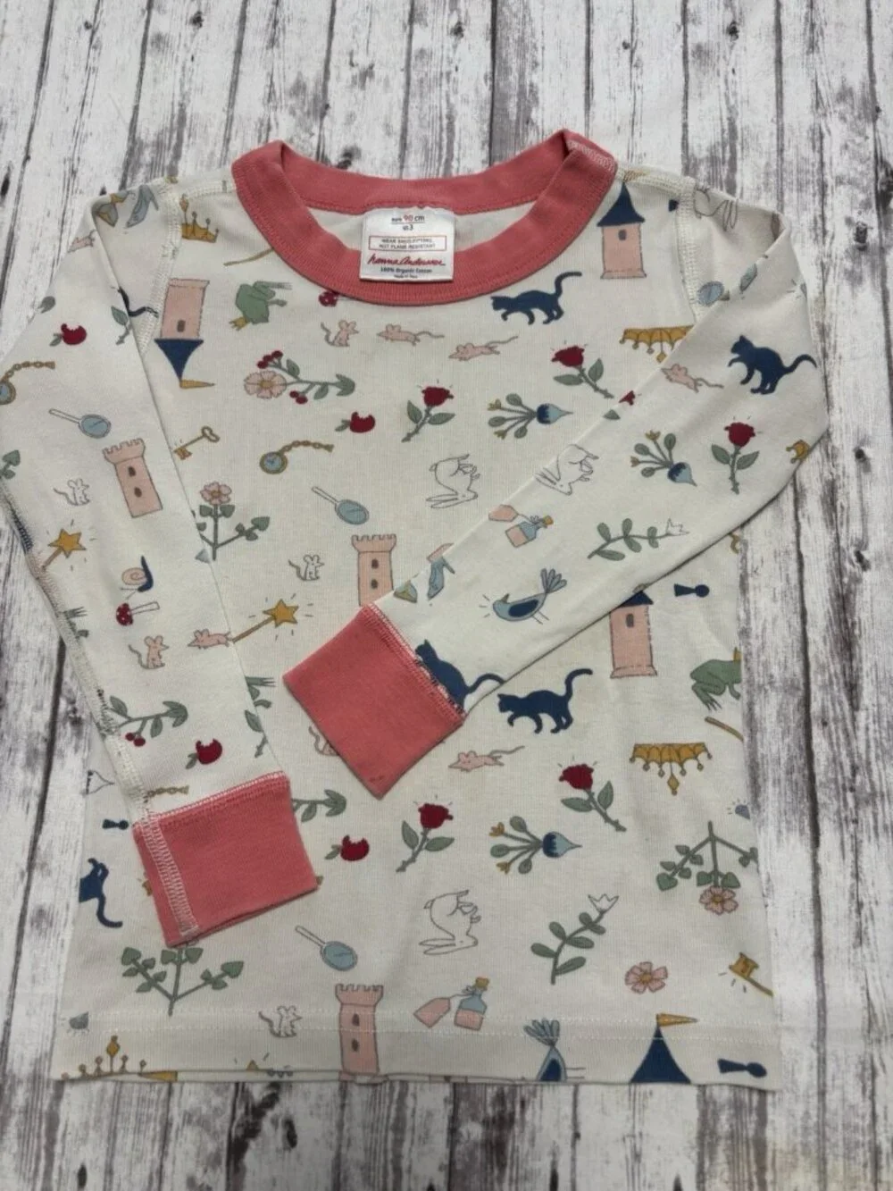 Hanna Andersson Girl's Pajama Pants Castle Frog Crown Print‎ 3T Snug Fit